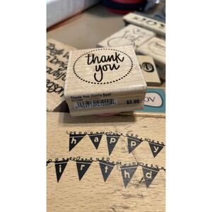 Thank‎ You Circle Sea Wood Mounted Rubber Stamp D1200 Happy Birthday